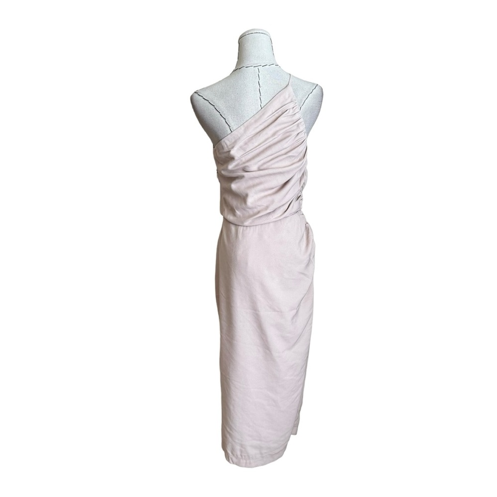 The Sei One Shoulder Midi Dress Asymmetrical Gathered Nude Tan Bone XS - Picture 10 of 14